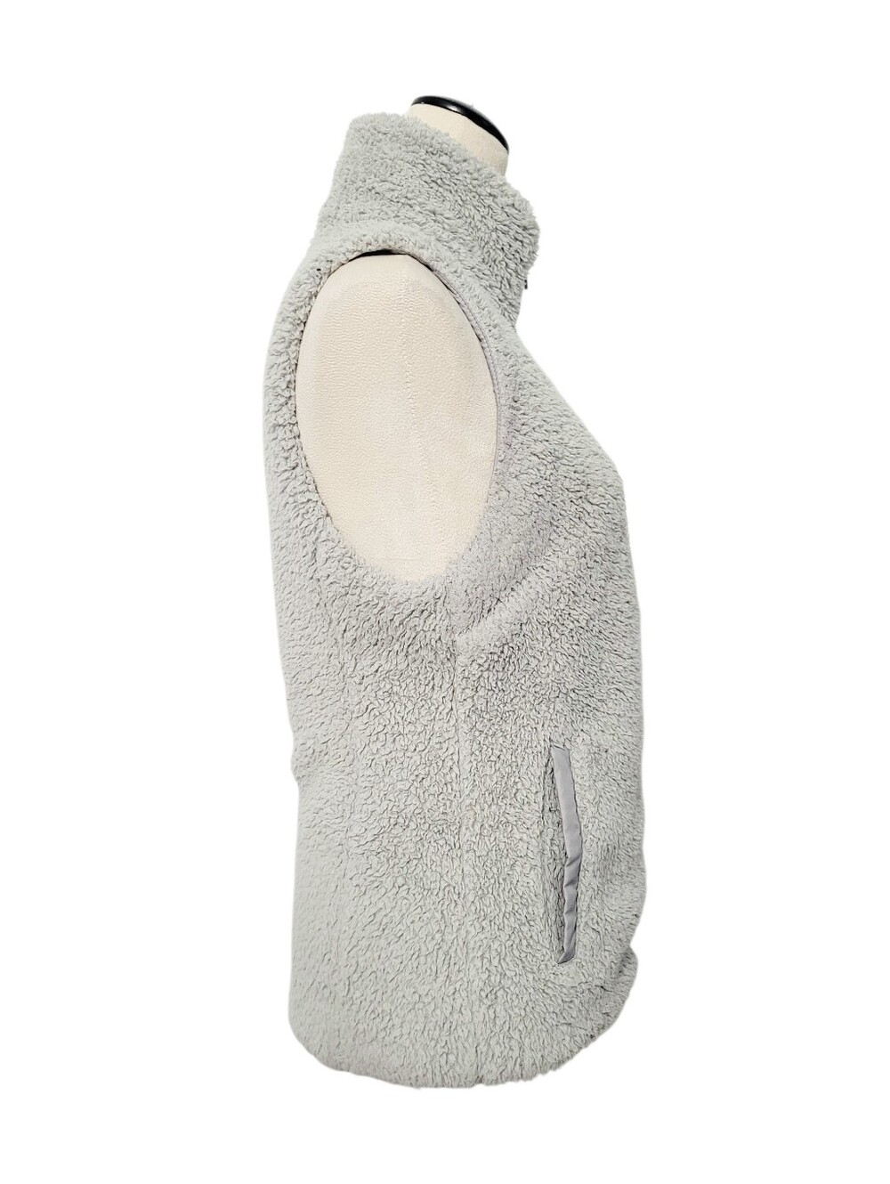 Patagonia Women's Fuzzy Los Gatos Sherpa Fleece Vest Gray Full Zip Medium - Picture 3 of 12